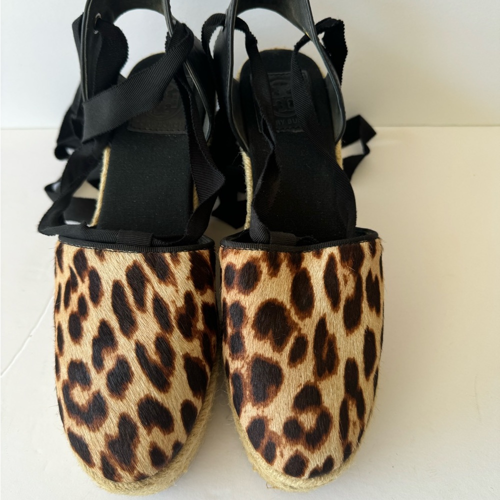 Tory Burch Elisa Leopard Wedge Espadrille 7.5 - Picture 5 of 13